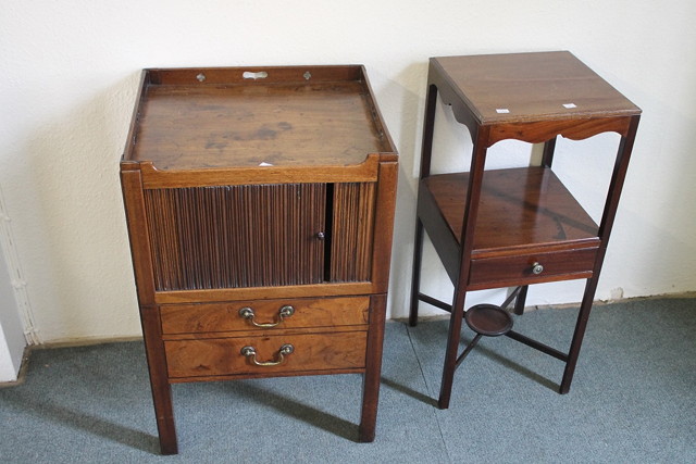 Appraisal: A TH CENTURY MAHOGANY CONVERTED COMMODE with tambour shutter and