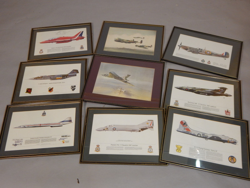 Appraisal: Various aviation prints to include a signed example of the