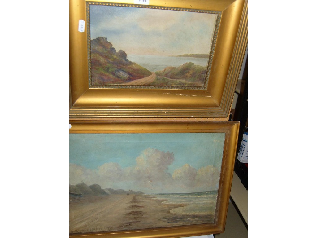 Appraisal: An oil painting on canvas of a continental coastal scene