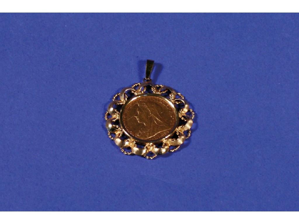 Appraisal: A VICTORIAN GOLD SOVEREIGN mounted in a ct gold scrolling