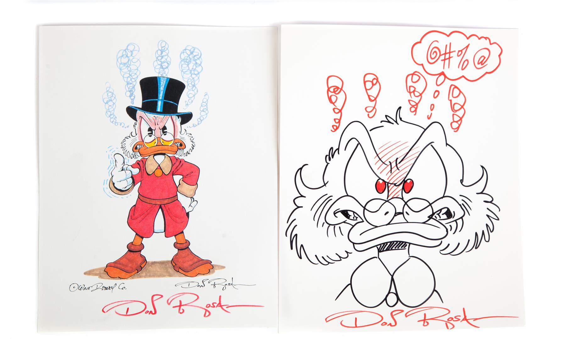 Appraisal: TWO UNFRAMED PIECES OF SCROOGE McDUCK SIGNED DON ROSA AMERICAN