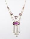 Appraisal: NECKLACE - K gold amethyst and pearl Art Nouveau necklace