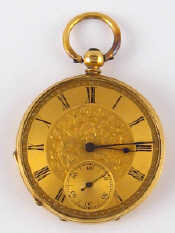 Appraisal: A th century carat gold cased open face pocket watch