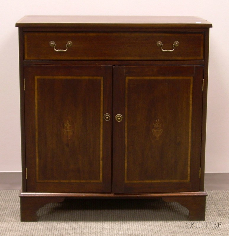 Appraisal: Regency-style Inlaid Mahogany Two-Door Buffet