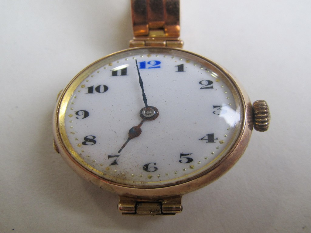 Appraisal: Ladies early th century ct gold cased wrist watch with