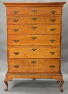 Appraisal: Queen Anne maple and tiger maple chest on frame having