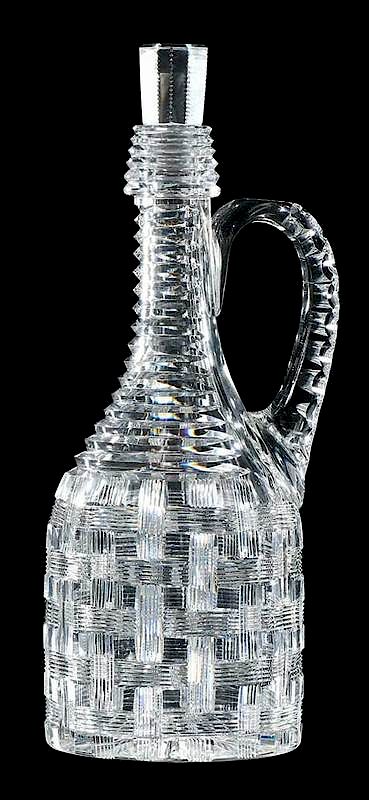 Appraisal: Cut Glass J Hoare Whiskey Decanter Basketweave attributed to J