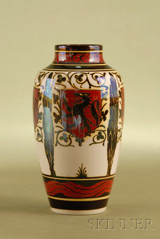 Appraisal: Pilkington's Royal Lancastrian Heraldic Design Vase England c lustrous decoration