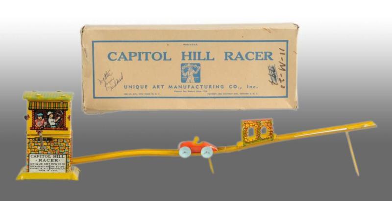 Appraisal: Tin Unique Art Capital Hill Racer Wind-Up Toy Description American