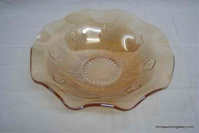 Appraisal: Iris Herringbone Iridescent Glass '' BowlFrom the estate is a