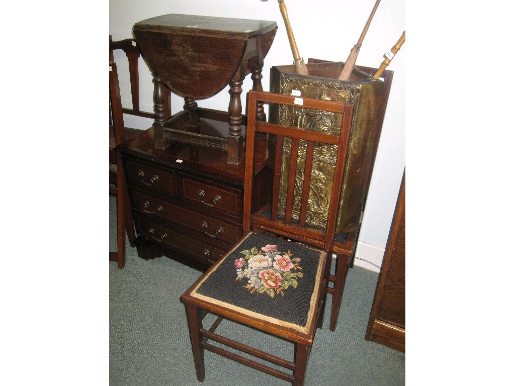 Appraisal: Lot comprising pair of side chairs stickstand parasols oak gateleg