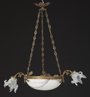 Appraisal: French Alabaster and Gilt Spelter Six Light Bowl C French