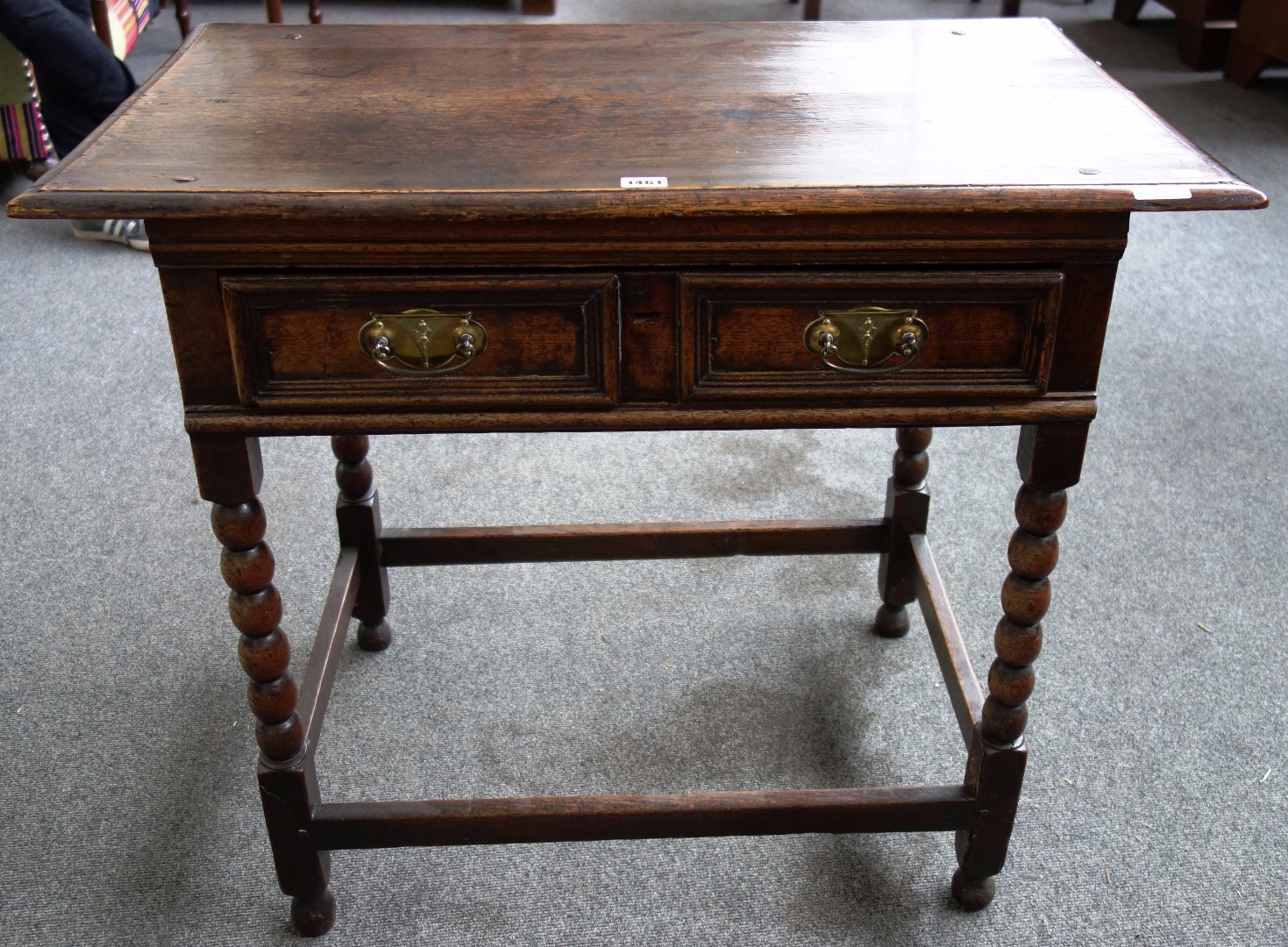 Appraisal: A late th century oak side table the single moulded