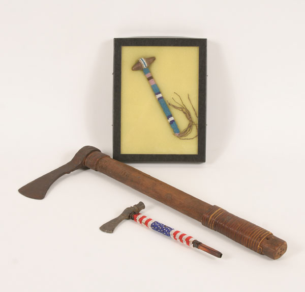 Appraisal: Native American tomahawks and axe one small pipe tomahawk and