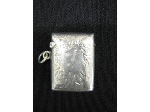 Appraisal: Victorian English Sterling Match Safe or Vesta watch chain or