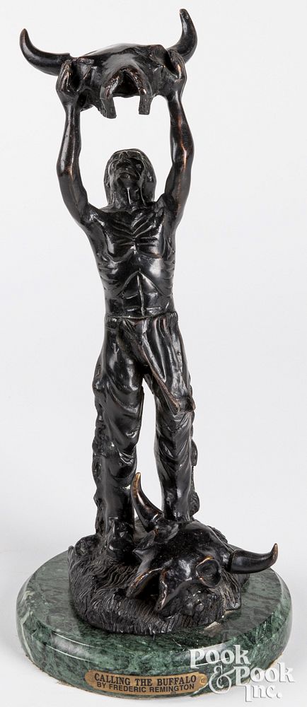 Appraisal: Bronze after Remington Calling the Buffalo Bronze after Frederic Remington