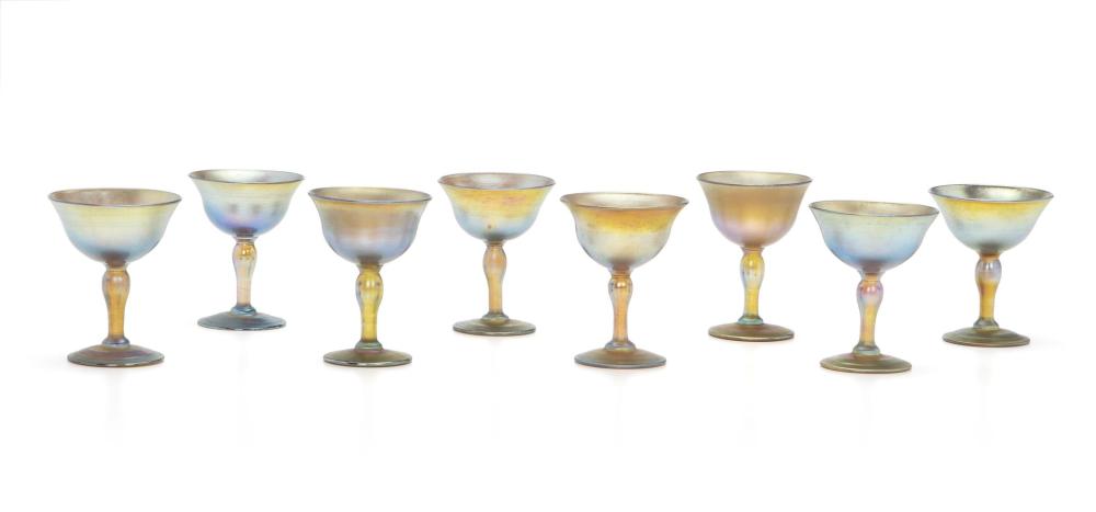 Appraisal: Eight L C Tiffany Favrile glass goblets Late th Century