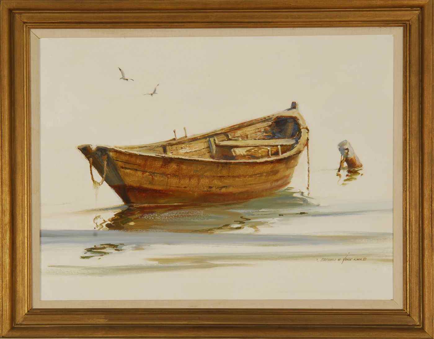 Appraisal: MARSHALL WOODSIDE JOYCEAmerican - Moored dory Signed lower right Marshall