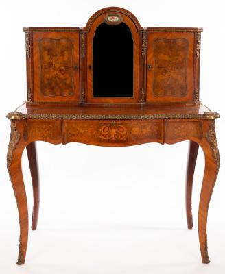 Appraisal: An Edwardian figured walnut and marquetry gilt metal mounted bonheur