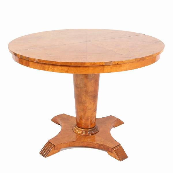 Appraisal: A Biedermeier style birch center table height in diameter in