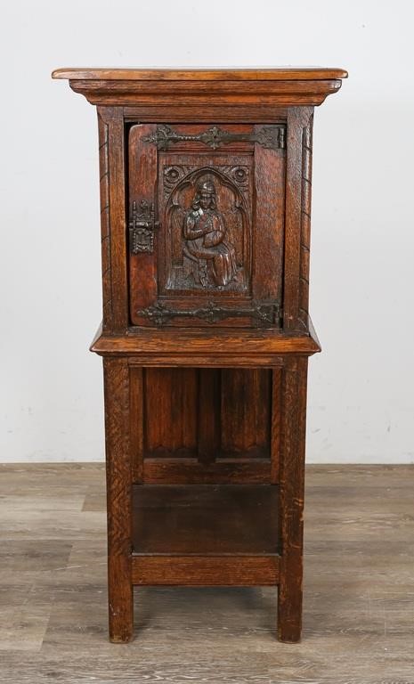 Appraisal: Carved Belgian Renaissance Revival side cabinet th century Carved oak