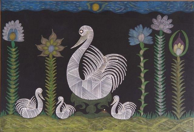 Appraisal: SCOTTIE WILSON c - - Swans and flowering foliage at