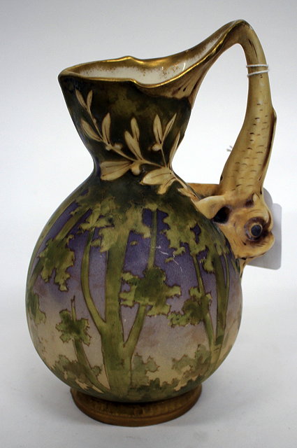 Appraisal: AN AUSTRIAN AMPHORA HANDLED VESSEL in ivory porcelain with a