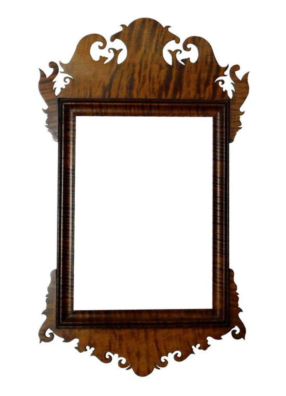 Appraisal: Small Chippendale style wall mirror figured maple shaped crest and