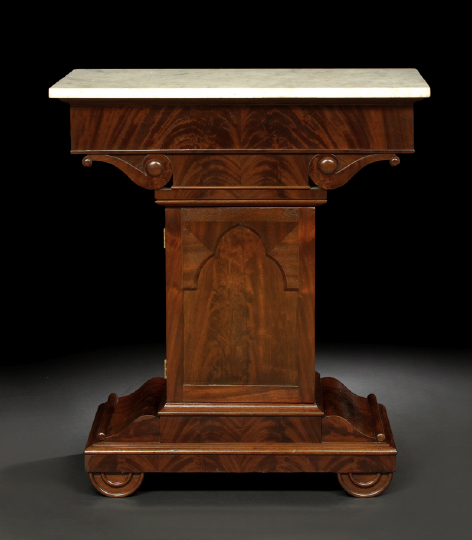 Appraisal: American Late Classical Mahogany and Marble-Top Mixing Table second quarter