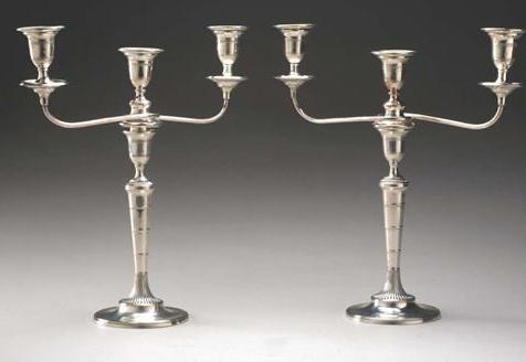 Appraisal: PAIR OF GEORGE III SILVER CANDELABRA WILLIAM LAVER - AND