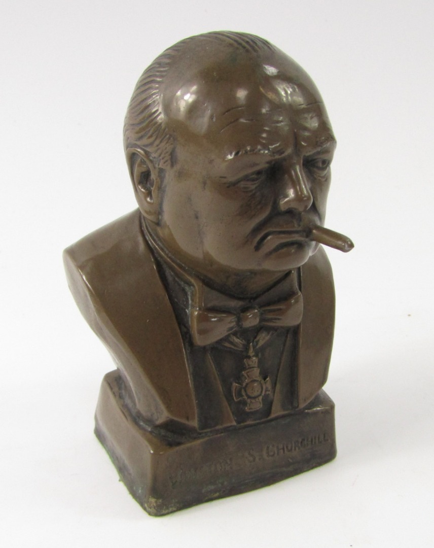 Appraisal: R A Pickering A bronze bust of Winston S Churchill