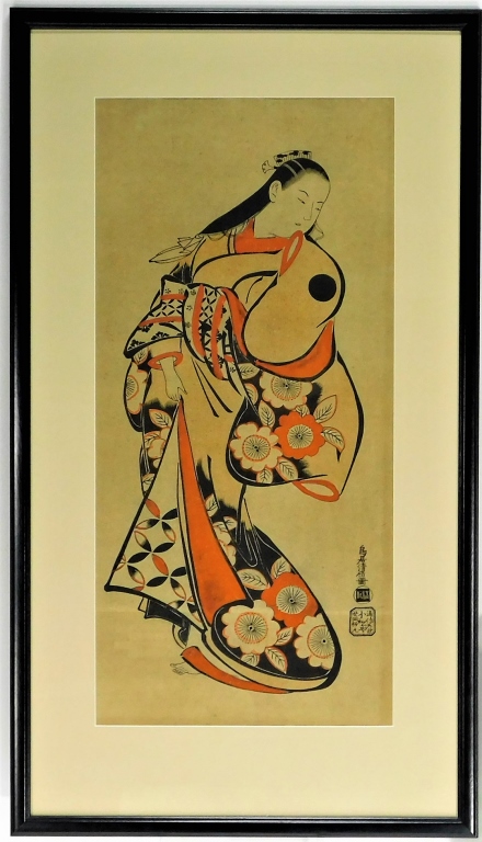 Appraisal: KAIGETSUDO ANCHI PORTRAIT OF A GEISHA WOODBLOCK Japan - Ukiyo-e