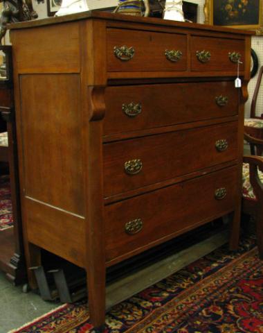 Appraisal: Antique Five Drawer Chest mixed woods two over three drawers