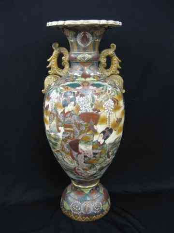 Appraisal: Japanese Satsuma Pottery Palace Urn samurai warriors and Geisha girl