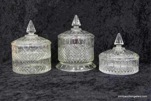 Appraisal: Vintage Pressed Glass Stackable Canister SetFrom the 's to 's