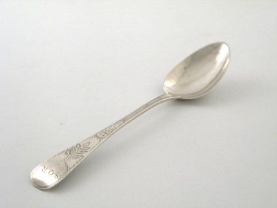 Appraisal: A Channel Islands silver Hanoverian pattern tablespoon with bright-cut decoration