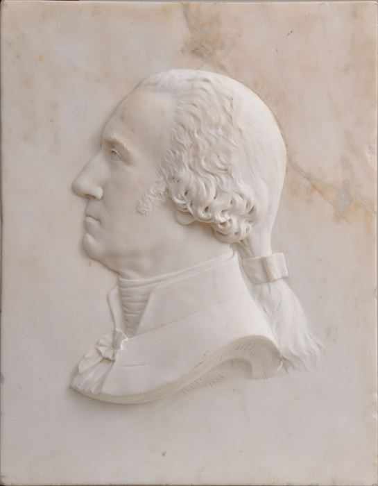 Appraisal: CARVED MARBLE RELIEF PROFILE OF GEORGE WASHINGTON BY F BAGNASCO