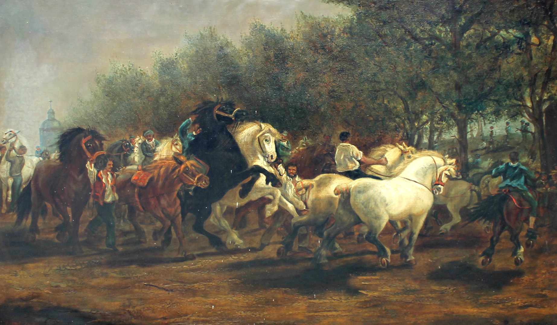 Appraisal: After Rosa Bonheur The Horsefair oil on canvas bears a