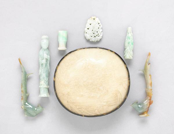 Appraisal: A group of eight jade decorations Including a th Century