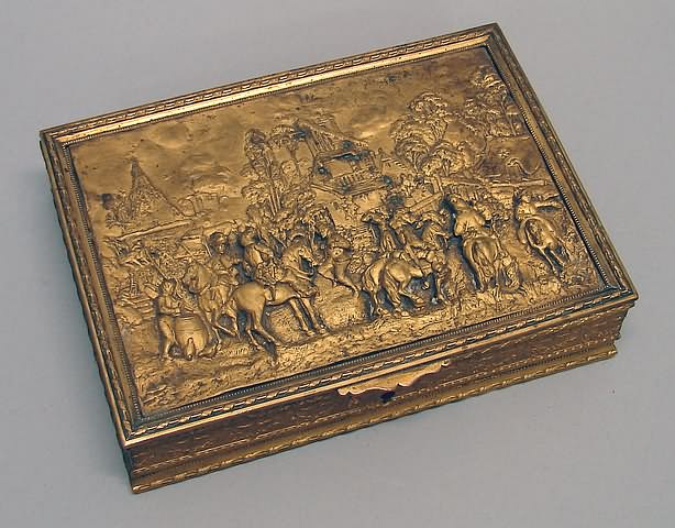 Appraisal: Oblong form with town and uniformed men on horseback bow-tied