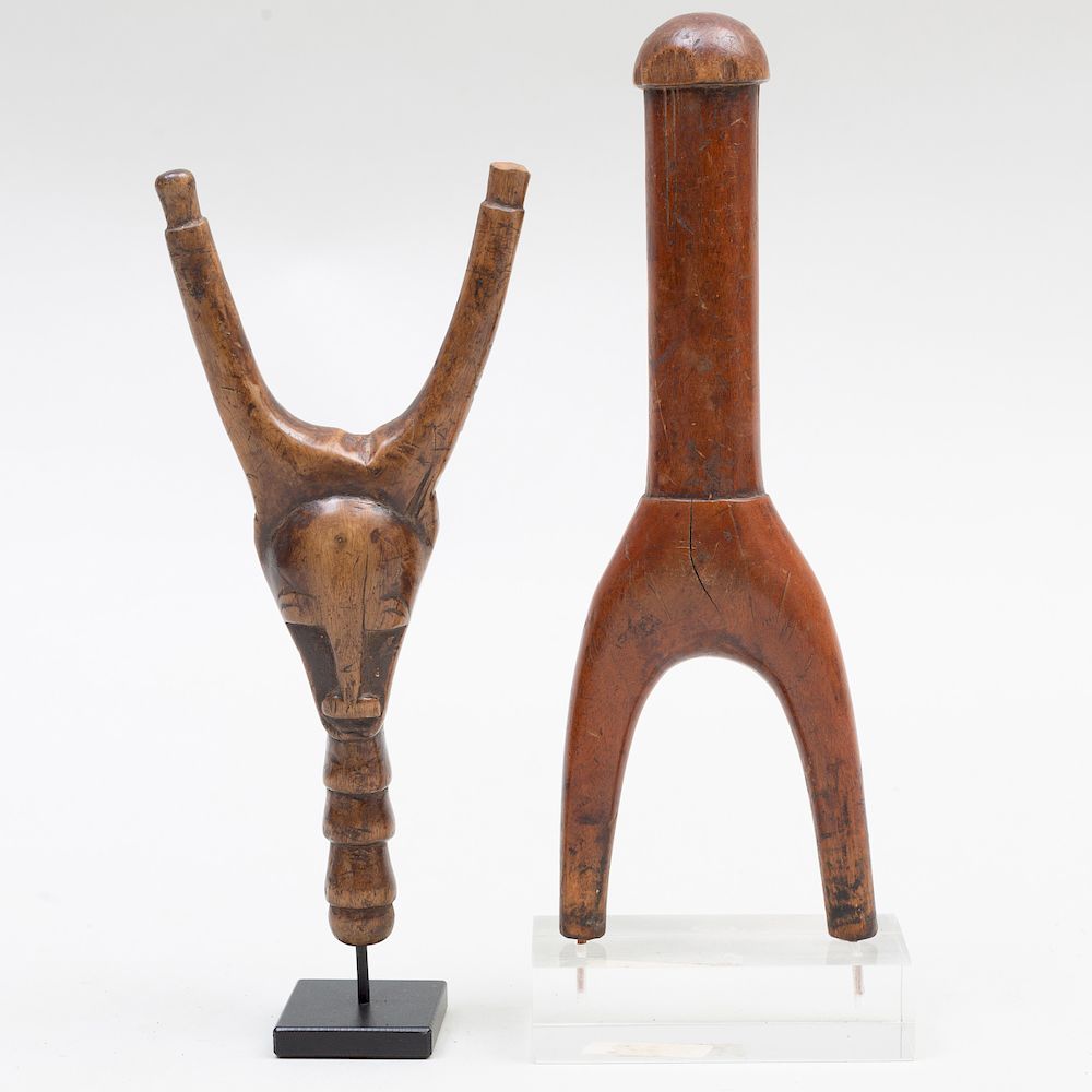 Appraisal: Baule Wood Sling Shot Ivory Coast Together with an African