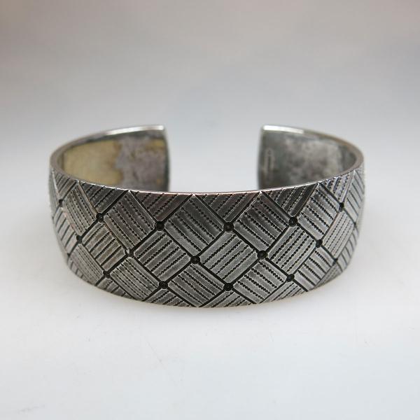 Appraisal: A Zebergs Sterling Silver Open Cuff Bangle with incised decoration