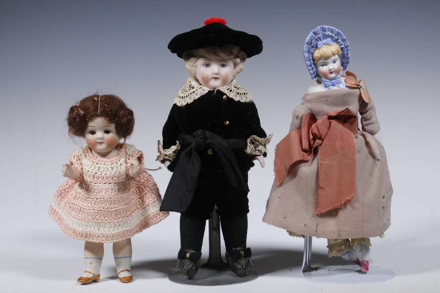 Appraisal: BISQUE HEAD DOLLS Lot of Vintage Dolls incl Doll with