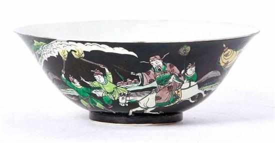 Appraisal: Chinese Export porcelain famille noir bowl Kangxi marks th century