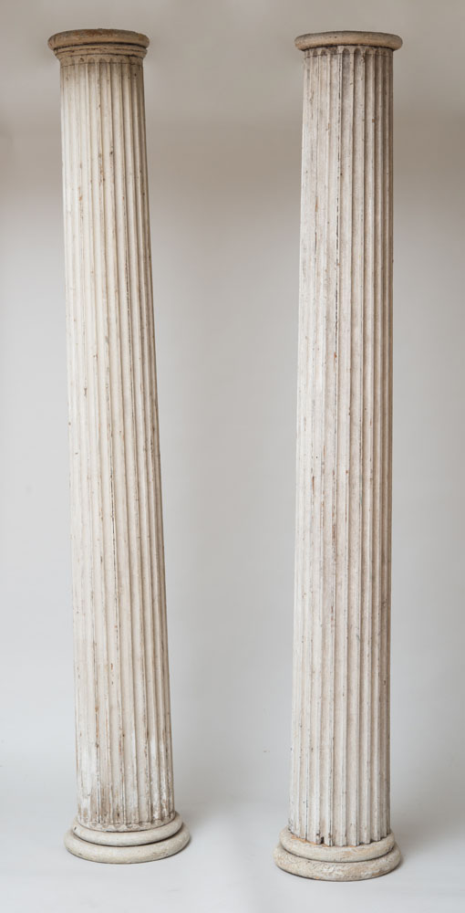 Appraisal: TWO SIMILAR PAINTED AND FLUTED COLUMNS x in x in