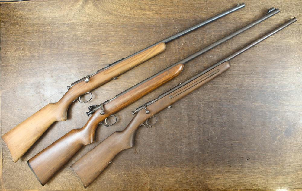 Appraisal: THREE SINGLE SHOT BOLT ACTION CALIBER RIFLES Remington model P