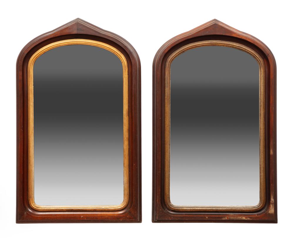 Appraisal: Pair of English Parcel Gilded Walnut Mirrors mid- th c