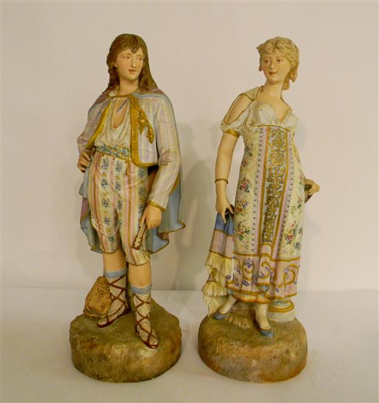 Appraisal: Pair of German bisque '' h figures of a man