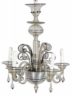 Appraisal: Venetian Art Deco Style Glass Five Light Hanging Fixture th