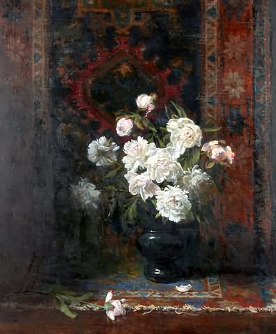 Appraisal: White Peonies oil on canvas x SLR J Potter Grand